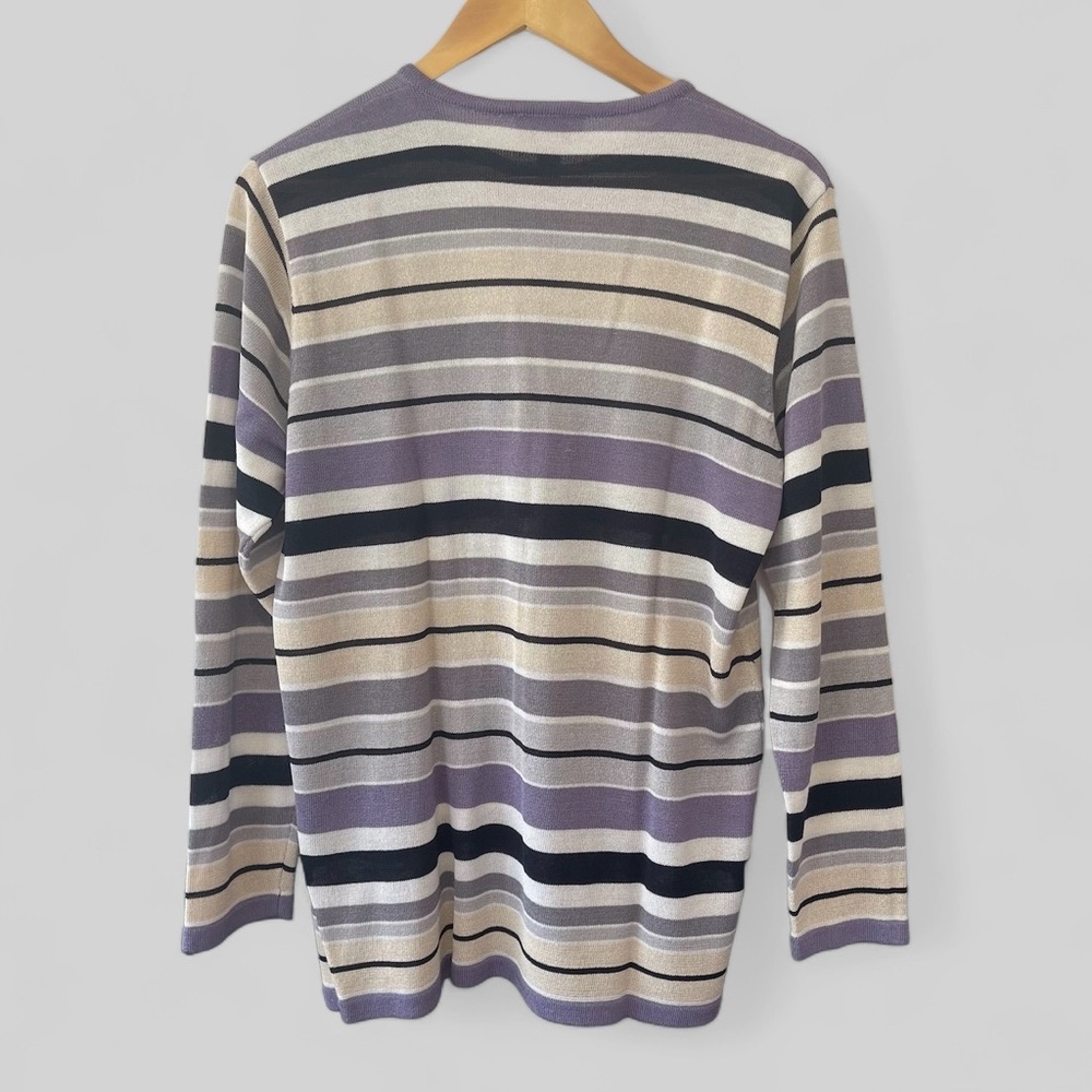 Talbots Striped Multicolored Button Sweater Women… - image 3